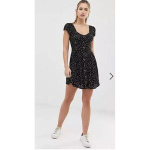 Brave Soul Womens Mini Dress Pinta Button Through Heart Print Backless Black 20